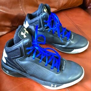 Under Armour Black High-Top Sneakers with Blue Laces